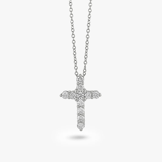 11 Stone Cross Necklace With Adjustable Chain