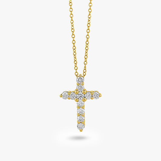 11 Stone Cross Necklace With Adjustable Chain