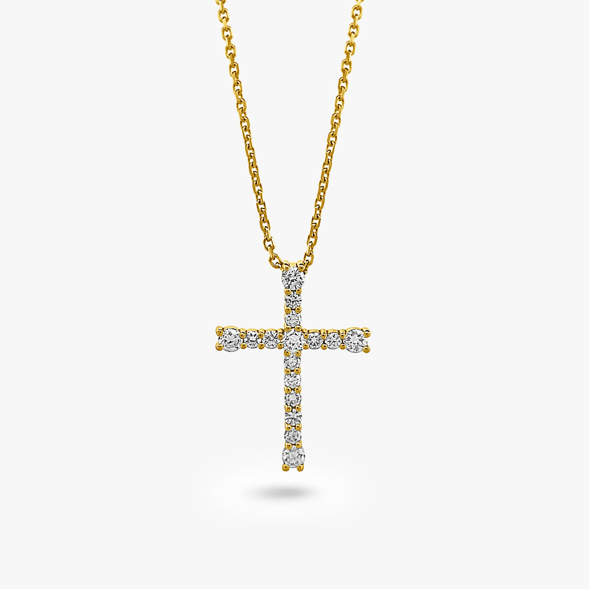 16 Stone Cross Necklace With Adjustable Chain