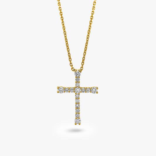 16 Stone Cross Necklace With Adjustable Chain