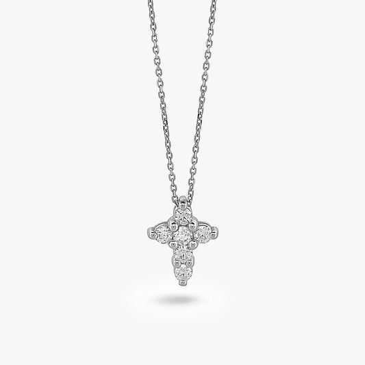 6 Stone Cross Necklace With Adjustable Chain