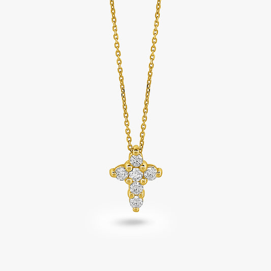 6 Stone Cross Necklace With Adjustable Chain