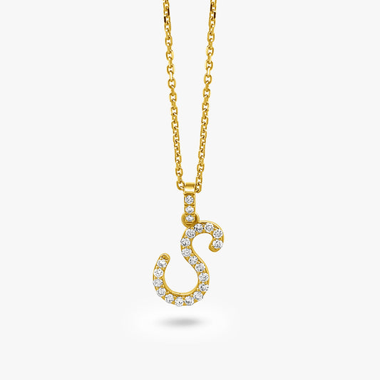 Initial "S" Pendant With Adjustable Chain