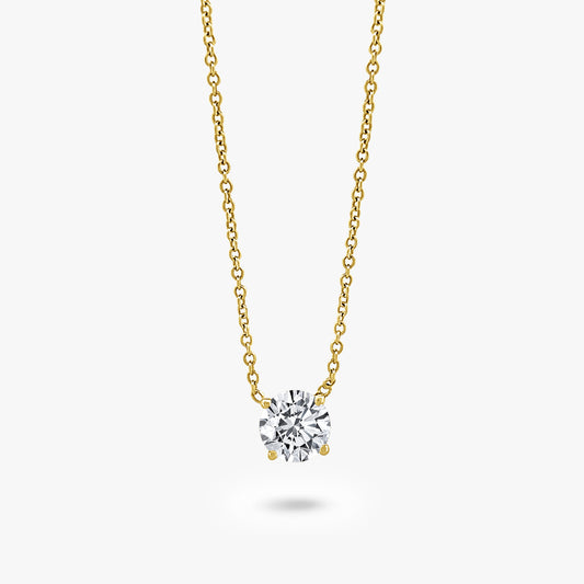 Round Brilliant Solitaire Necklace with Adjustable Chain