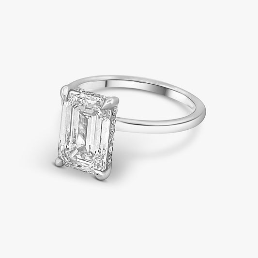 Emerald Under Halo Engagement Ring