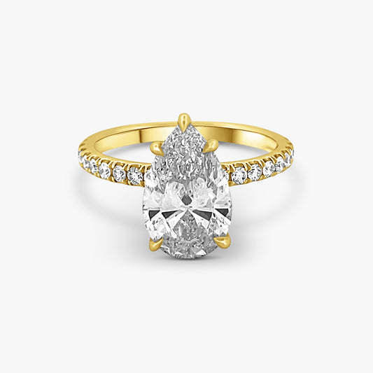 Pear Shaped Pave Engagement Ring
