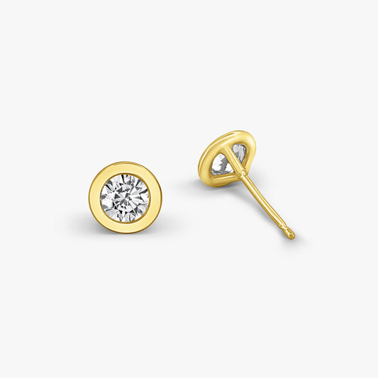 Bezel Round Brilliant Solitaire Studs Earrings